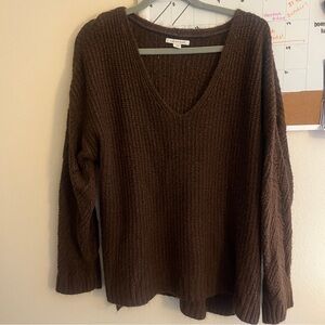 American Eagle Outfitters Deep Brown V-Neck Sweater